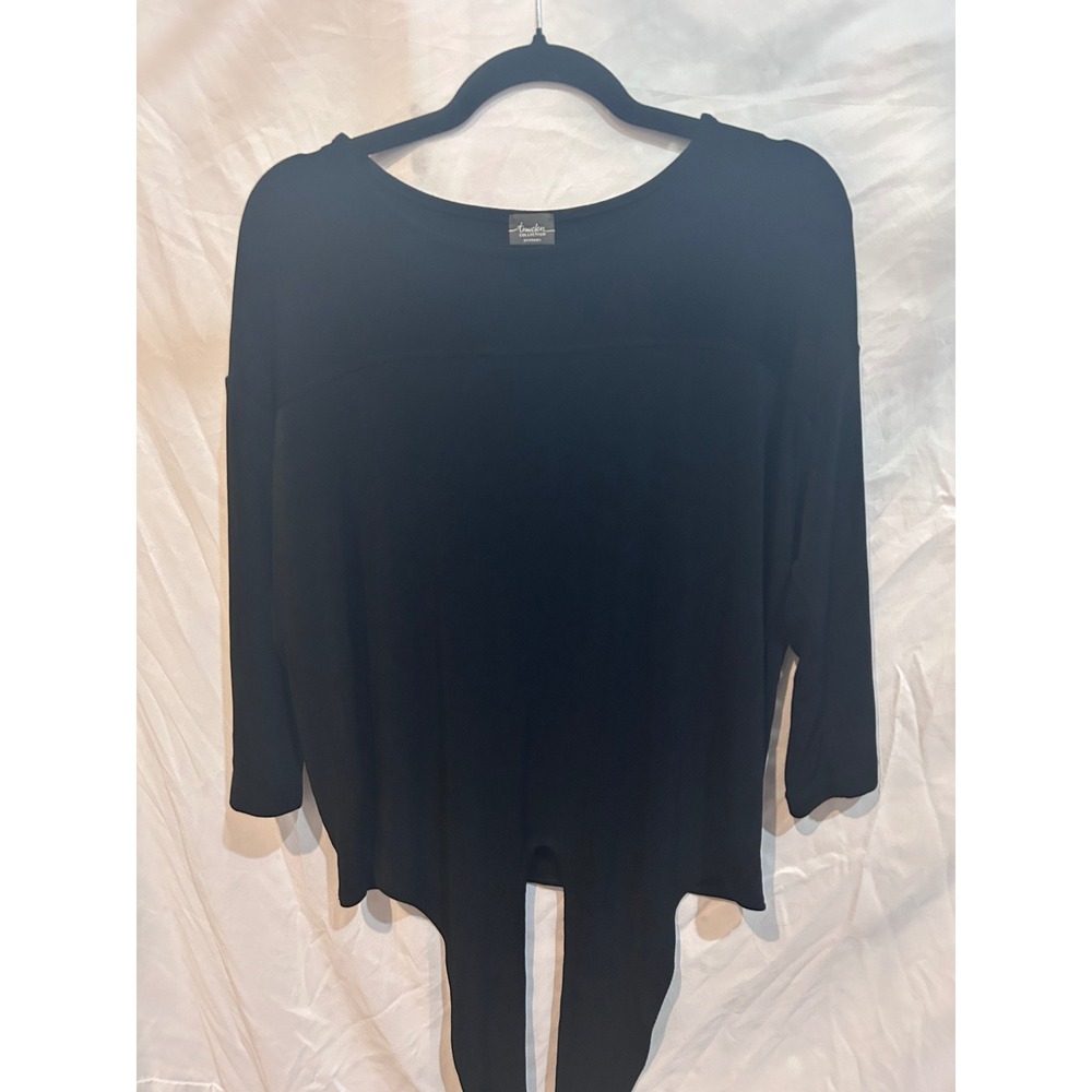 Travelers Collection by Chico's Black Tie Front Long Sleeve Top Size L
